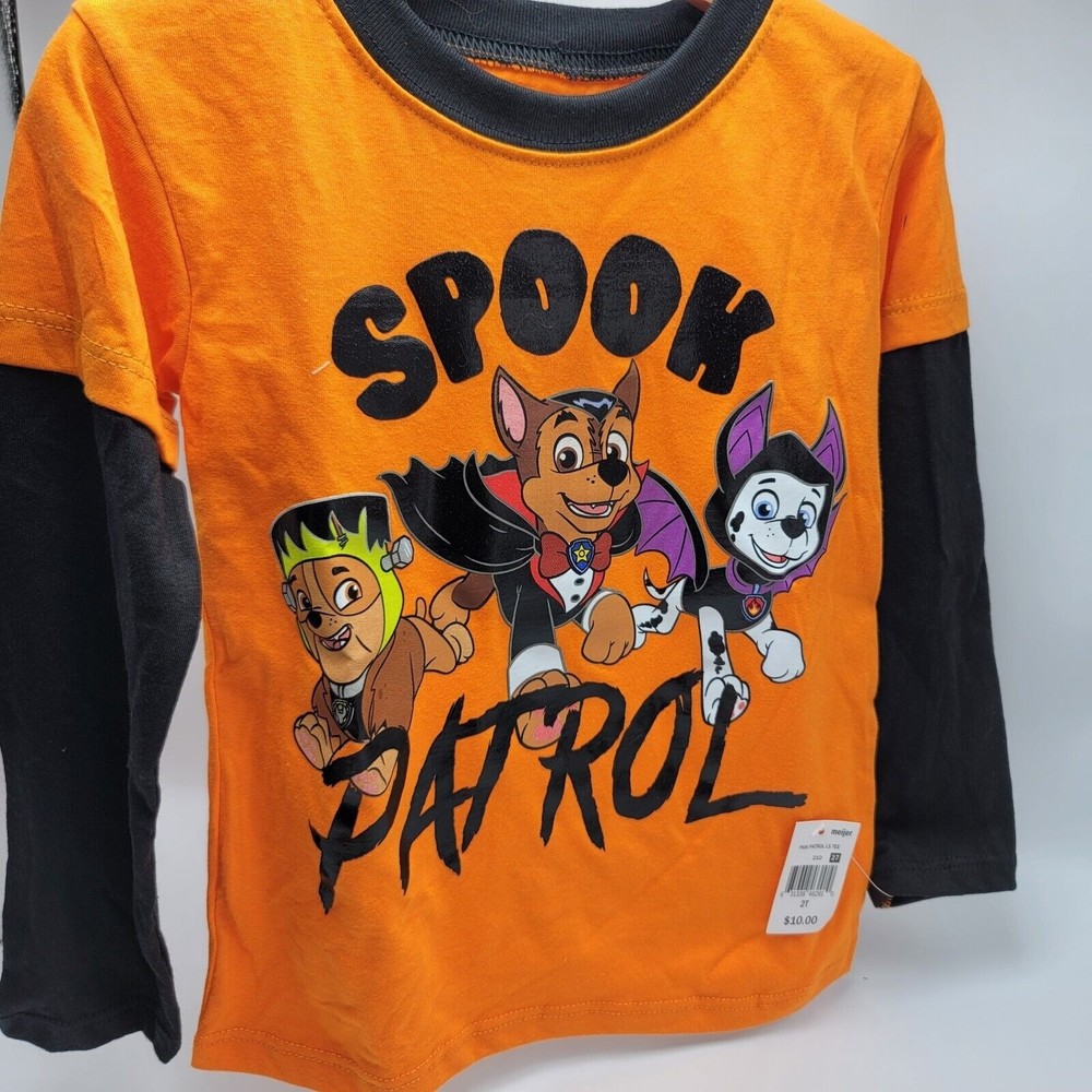 Toddler Boys Paw Patrol Spook Halloween TShirt Size 2T Long Sleeve Trick Treat